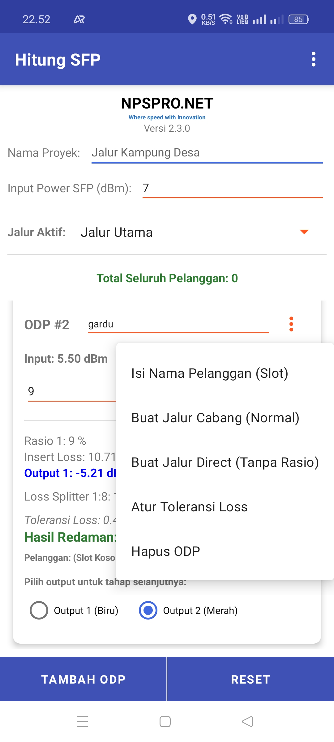 Hitung SFP - Riwayat